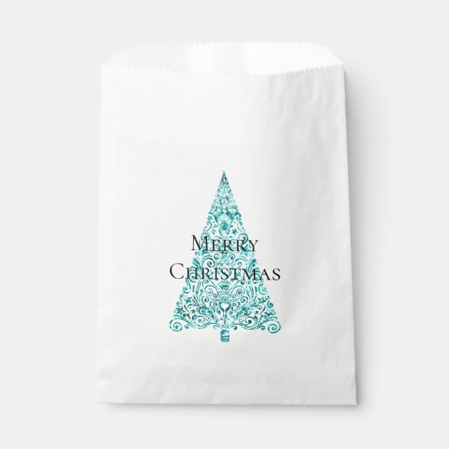 Bolsa De Papel Árbol de Navidad azul Aqua (Anverso)