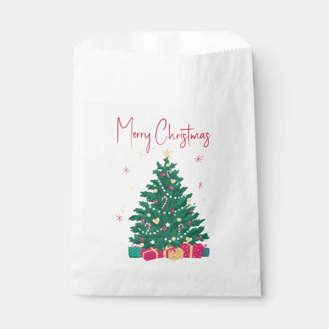 Bolsa De Papel Árbol de Navidad con regalos (Anverso)