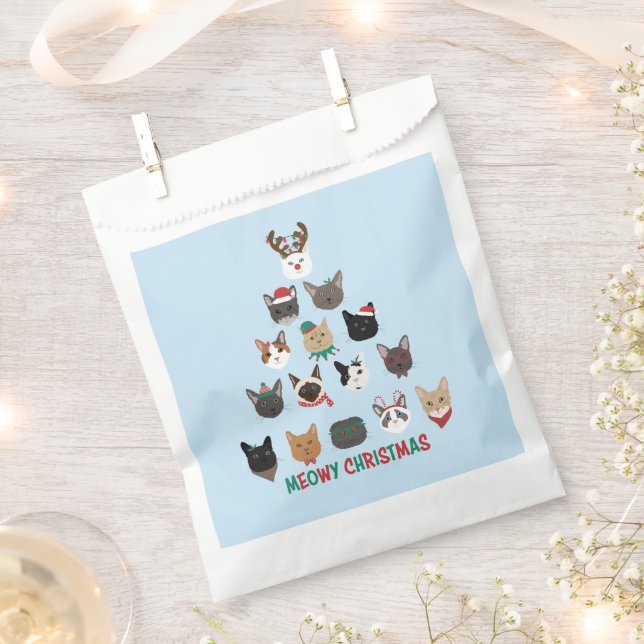 Bolsa De Papel Árbol de Navidad de gato (Cortado)