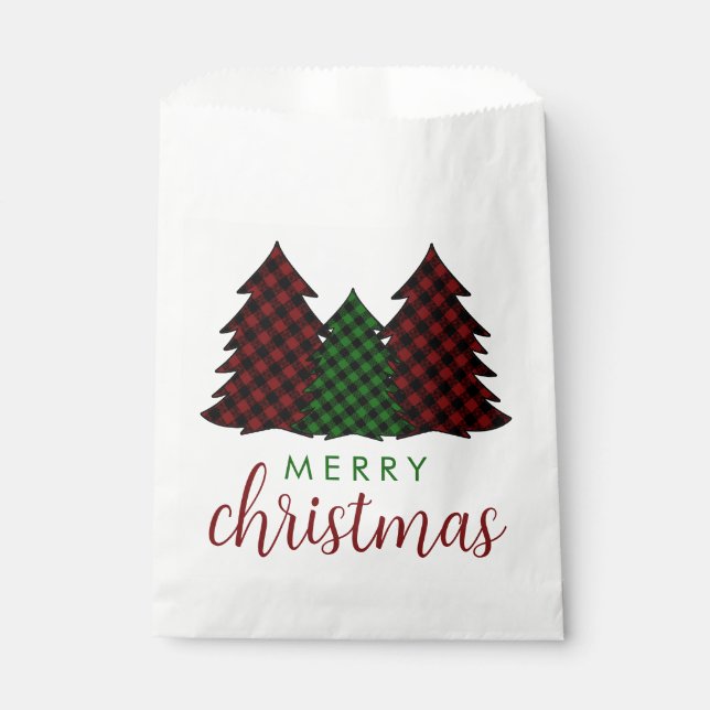 Bolsa De Papel Árbol de navidad del patrón revestido de navidad (Anverso)