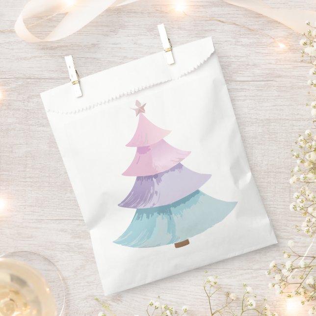 Bolsa De Papel Árbol de Navidad Pastel (Cortado)