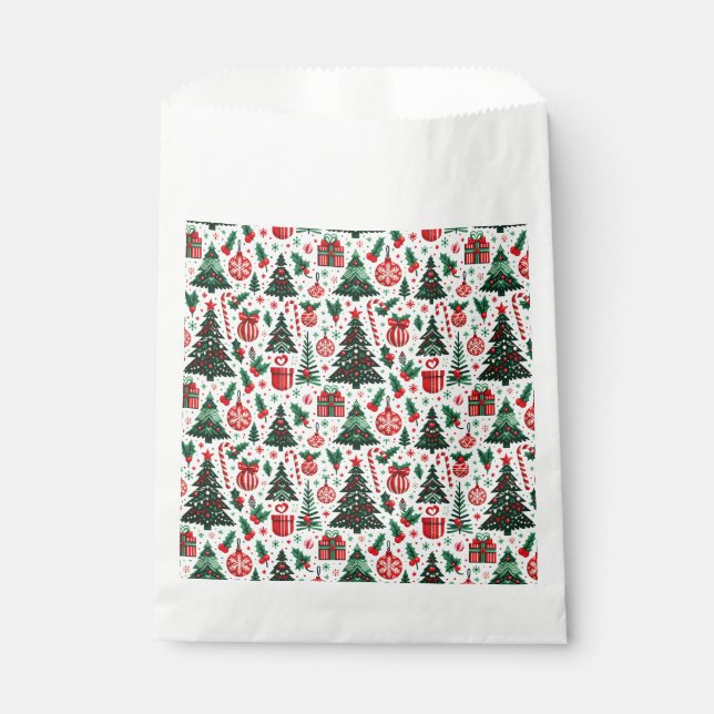 Bolsa De Papel Árbol de Navidad, regalos, caramelos (Anverso)