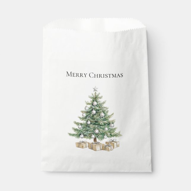 Bolsa De Papel Árbol de Navidad rosa con adornos (Anverso)