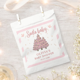 Bolsa De Papel Árbol de Navidad rosa de invierno Santa Baby Showe