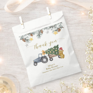 Bolsa De Papel Árbol de Navidad Tractor Rústico de Invierno Baby 