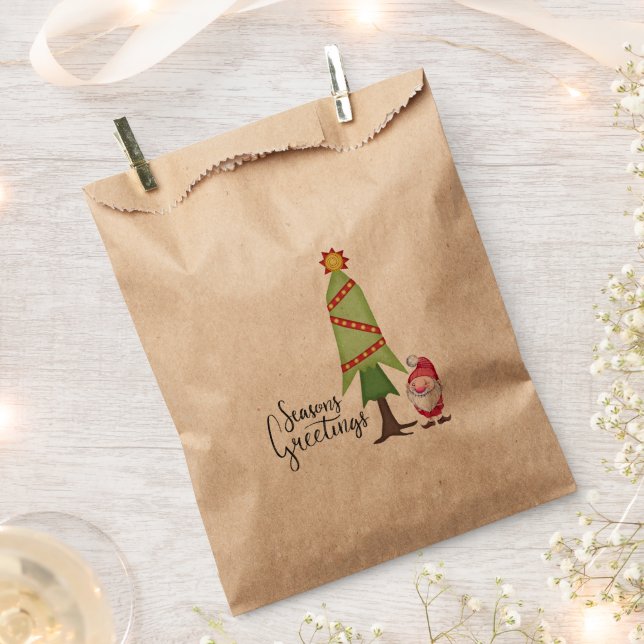 Bolsa De Papel Árbol de Navidad y gnomo (Cortado)