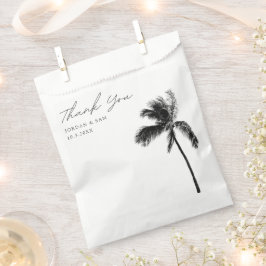Bolsa De Papel Árbol de palmas de bodas de playa tropical negro y
