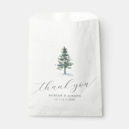 Bolsa De Papel Árbol de pino acuarela simple Gracias Boda