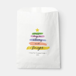 Bolsa De Papel Árbol navideño de color arcoiris brillante y moro