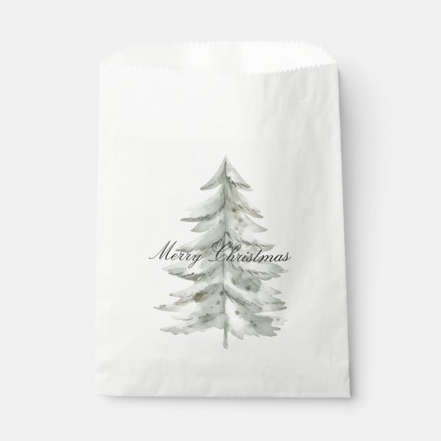 Bolsa De Papel Árbol verde blanco navidades (Anverso)