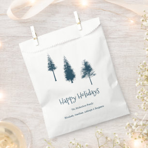 Bolsa De Papel Árboles de invierno azul de la marina