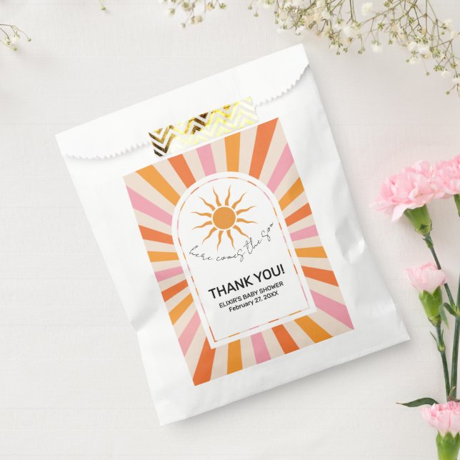 Bolsa De Papel Arch Retro Aquí Viene El Baby Shower Del Hijo (Sellado)