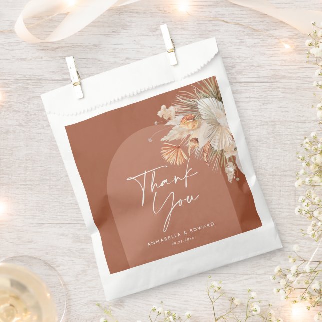 Bolsa De Papel Arco botánico de terracota pasto moderno pampas (Cortado)