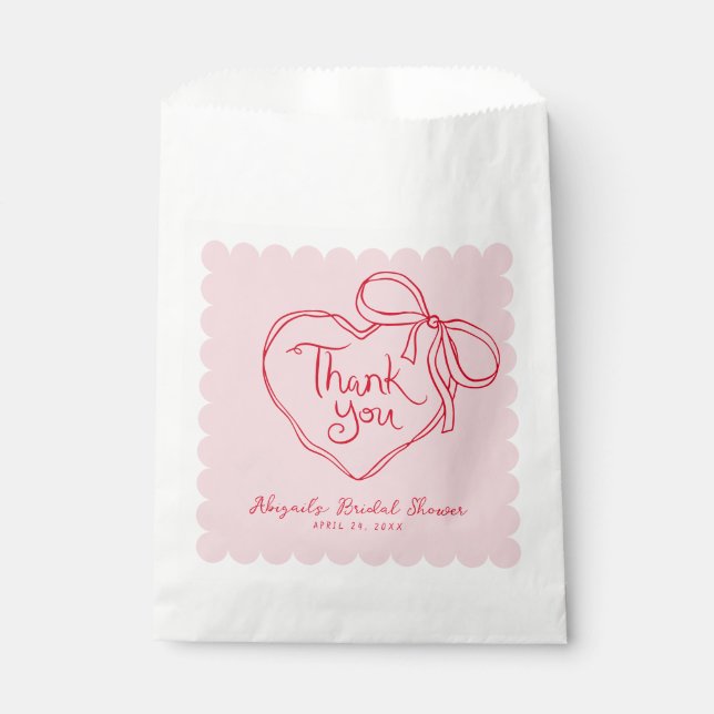 Bolsa De Papel Arco de corazón rosa personalizado dibujado a mano (Anverso)