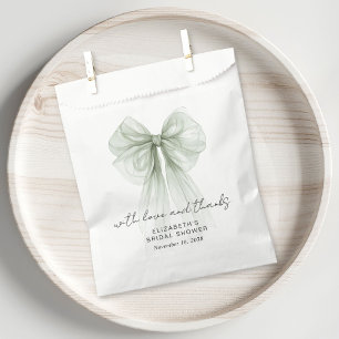 Bolsa De Papel Arco Elegante Verde Sage Coquette Agradecimiento p