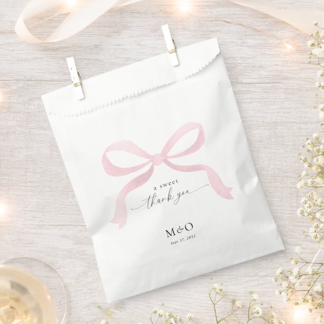Bolsa De Papel Arco Rosa Moderno Un dulce agradecimiento Boda (Cortado)