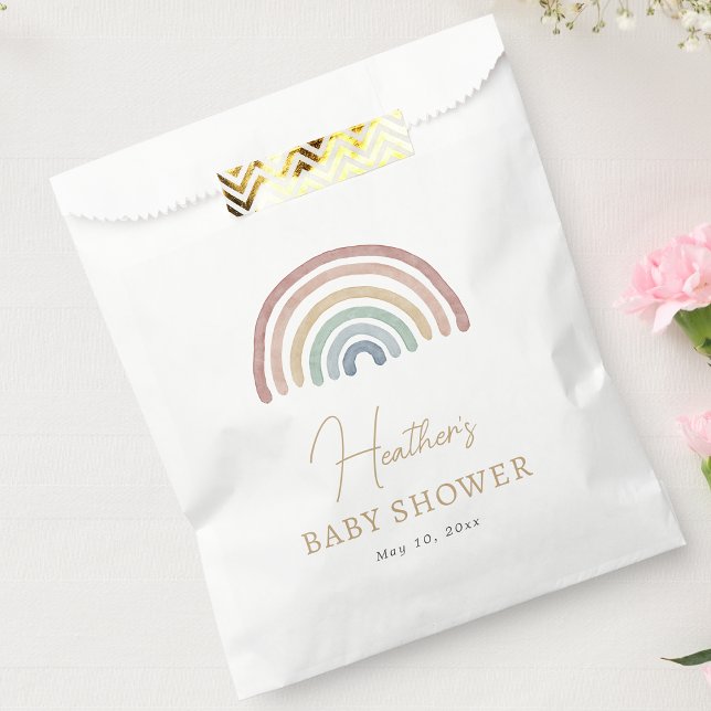 Bolsa De Papel Arcoíris Boho (Cute Boho Rainbow Baby Shower Favor Bag by Painted Paperie
)