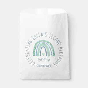Bolsa De Papel Arcoíris boho color verde menta y azul