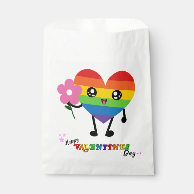 Bolsa De Papel Arcoiris día de San Valentín (Anverso)