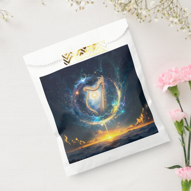Bolsa De Papel Arpa Celestial de los Cielos Llenos de Luna.  (Sellado)