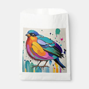 Bolsa De Papel Arte abstracto de pájaros colorido gordo gigante l