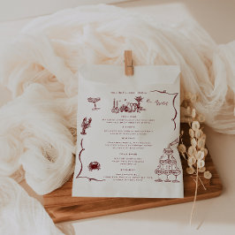 Bolsa De Papel Arte caprichoso retro de garabatos | Menú de boda