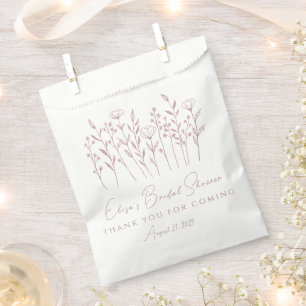 Bolsa De Papel Arte de línea de delicadas flores silvestres para