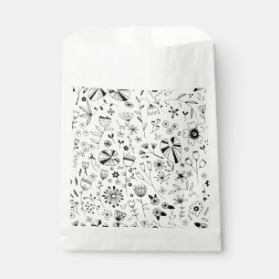 Bolsa De Papel Arte de línea floral