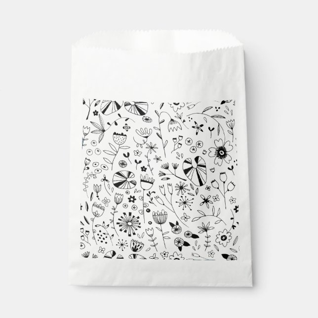 Bolsa De Papel Arte de línea floral (Anverso)