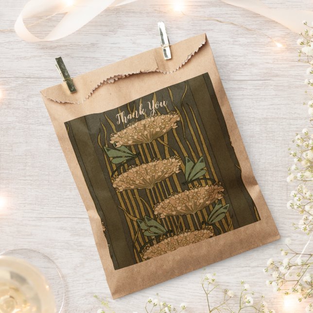 Bolsa De Papel Arte Deco Nenúfar Rústico Gracias (Cortado)