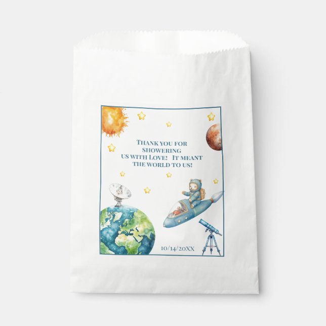 Bolsa De Papel Astronaut Teddy Bear Baby Shower (Anverso)