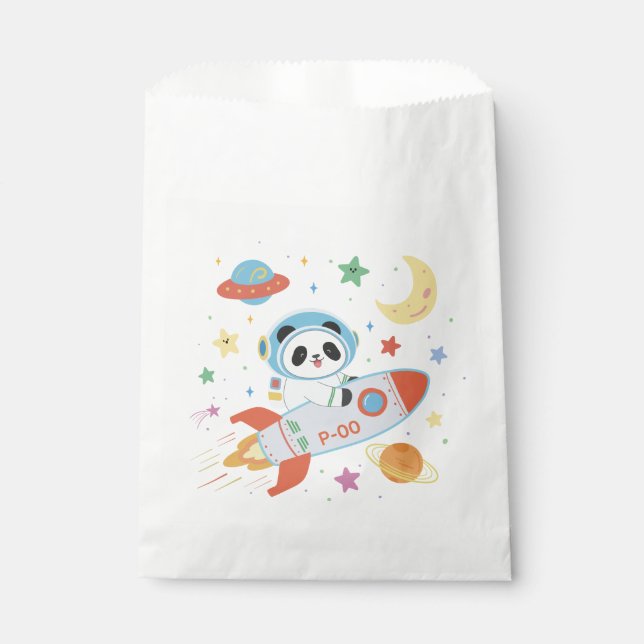 Bolsa De Papel astronauta azul y naranja Panda (Anverso)