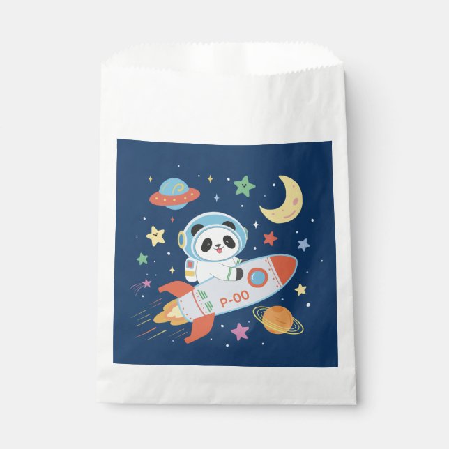 Bolsa De Papel astronauta azul y naranja Panda (Anverso)