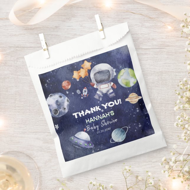 Bolsa De Papel Astronauta - Fiesta Baby Shower Boy (Cortado)