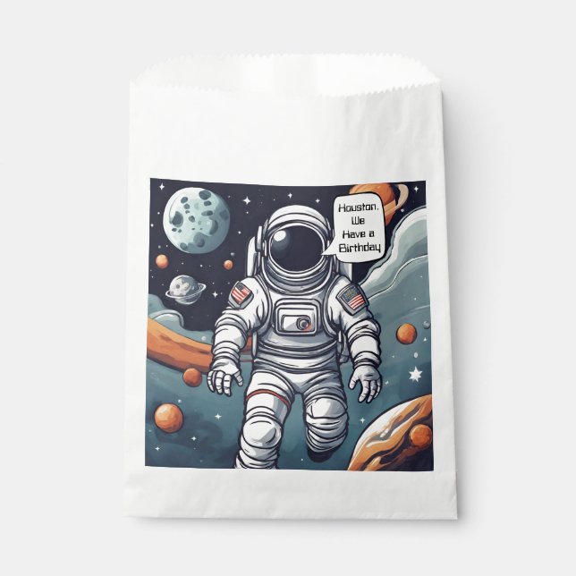 Bolsa De Papel Astronauta Houston, ¡Tenemos Un Cumpleaños! (Anverso)