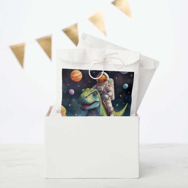 Bolsa De Papel Astronauta sobre Dino en el espacio (Fiesta)