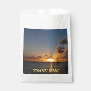 Bolsa De Papel Atardecer con veleros paisaje tropical foto