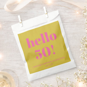 Bolsa De Papel Audaz tipografía rosado amarillo moderno 50 cumple