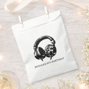 Bolsa De Papel Auriculares de Música Negros Fiesta de Cumpleaños