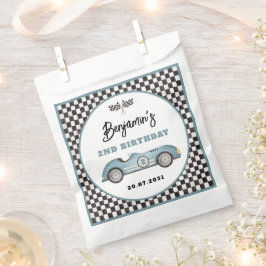 Bolsa De Papel Auto de la carrera azul Retro Dos niño rápido Segu