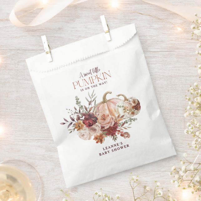 Bolsa De Papel Autumn Blooms 'a little pumpkin' Baby Shower (Cortado)
