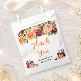 Bolsa De Papel Autumn Burgundy and Orange Floral Wedding