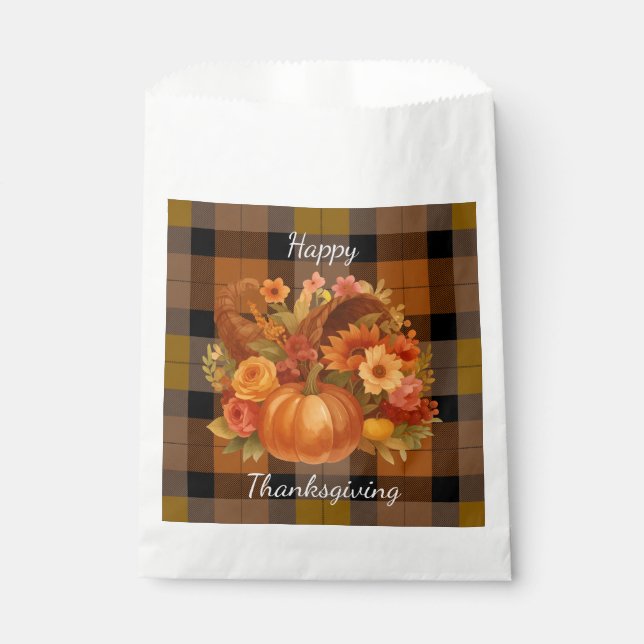 Bolsa De Papel Autumn Thanksgiving Cornucopia (Anverso)