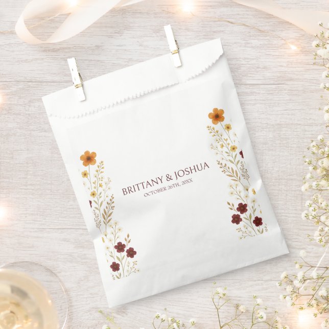 Bolsa De Papel Autumn Wildflower Elegant Boho Boda (Cortado)