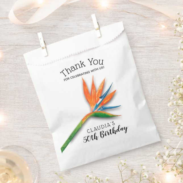 Bolsa De Papel Ave de Paraíso Acuarela Floral (Cortado)
