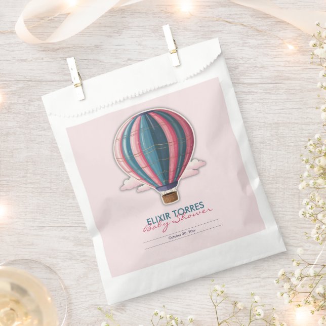 Bolsa De Papel Aventura a la fiesta Baby Shower rosa azul (Cortado)