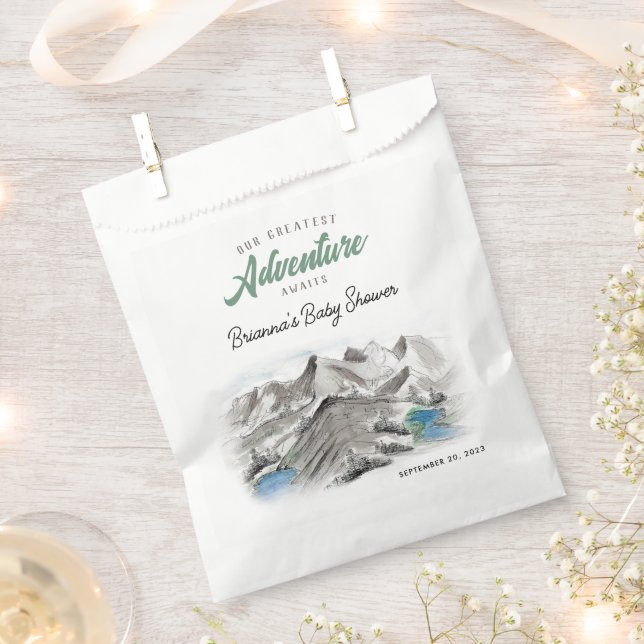 Bolsa De Papel Aventura a las montañas Baby Shower Forest (Cortado)