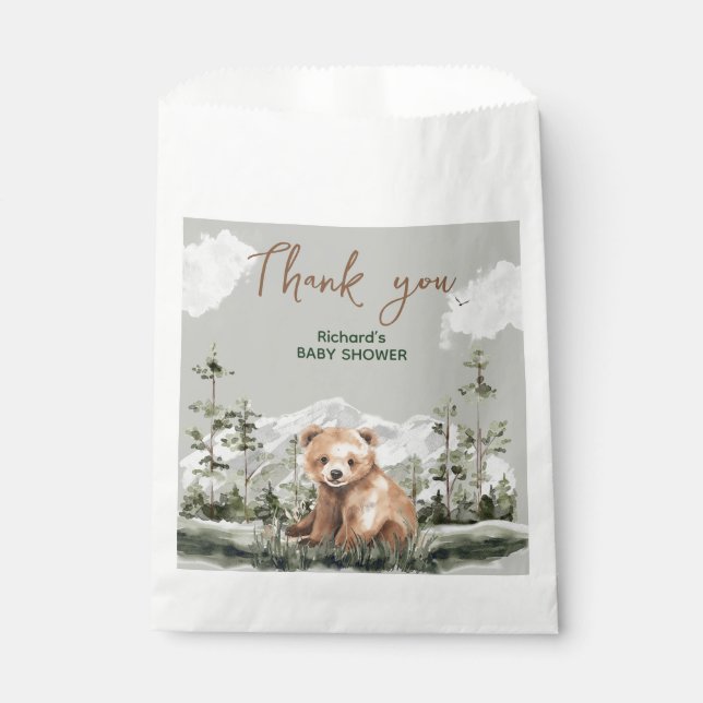 Bolsa De Papel Aventura espera el bosque lindo oso bebé ducha (Anverso)
