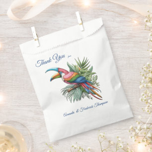 Bolsa De Papel Aves tropicales coloridas y plantas frondosas vibr