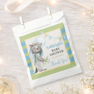 Bolsa De Papel Aviador Wolf, Baby Shower a rayas